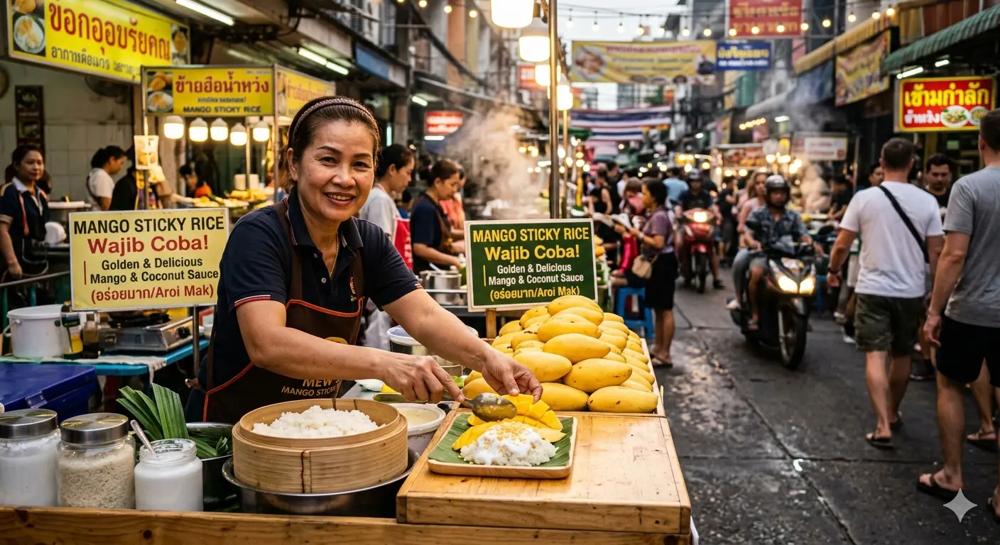 Street Food Thailand Ini Bikin Ketagihan, Mango Sticky Rice Wajib Coba