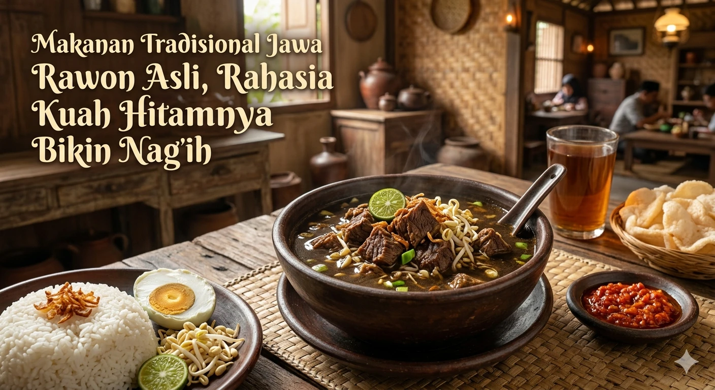 Makanan Tradisional Jawa Rawon Asli, Rahasia Kuah Hitamnya Bikin Nagih