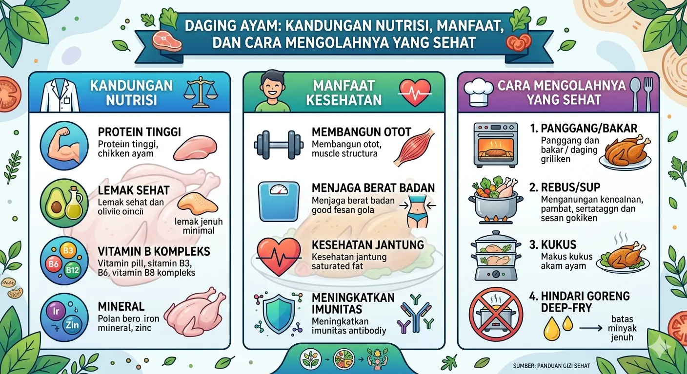 Daging Ayam: Kandungan Nutrisi, Manfaat, dan Cara Mengolahnya yang Sehat